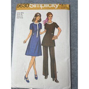 Simplicity 9630 Dress & Tunic Pants Pattern Size 16 1/2 Uncut